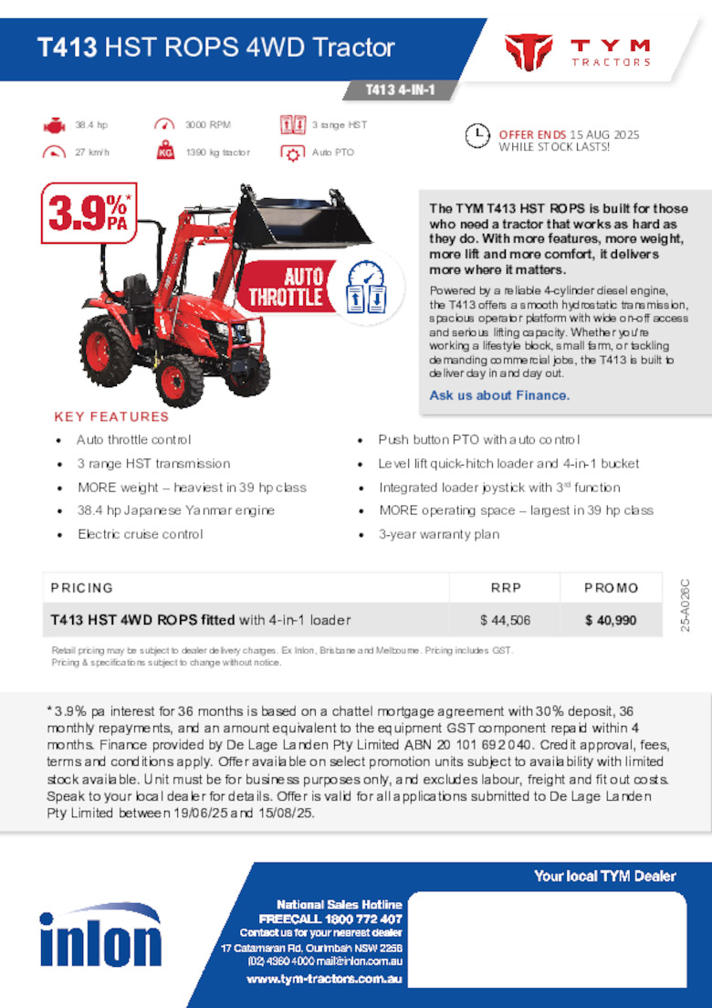 25-A026C TYM T413 HST ROPS oe 15.08